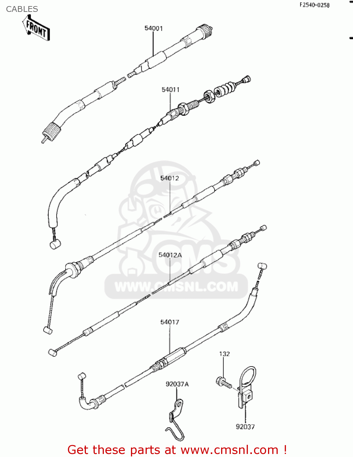 CABLES EX250E2 NINJA 250R 1987 USA CALIFORNIA CANADA