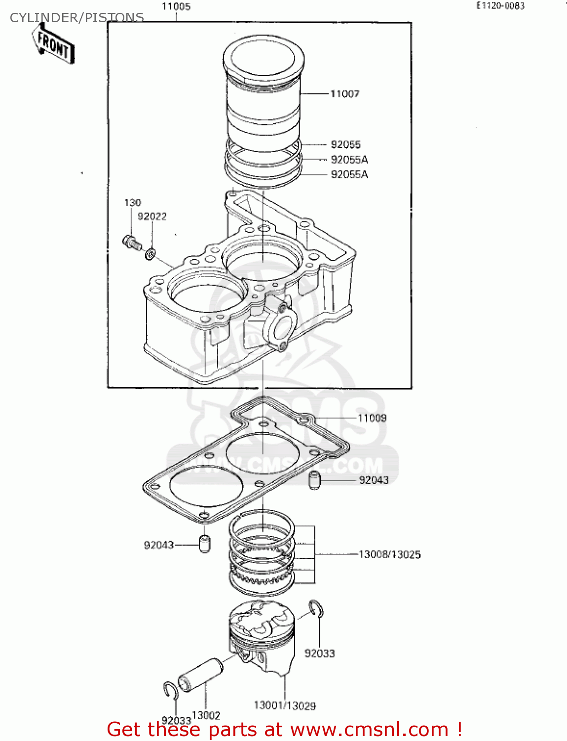 CYLINDER/PISTONS EX250E2 NINJA 250R 1987 USA CALIFORNIA CANADA