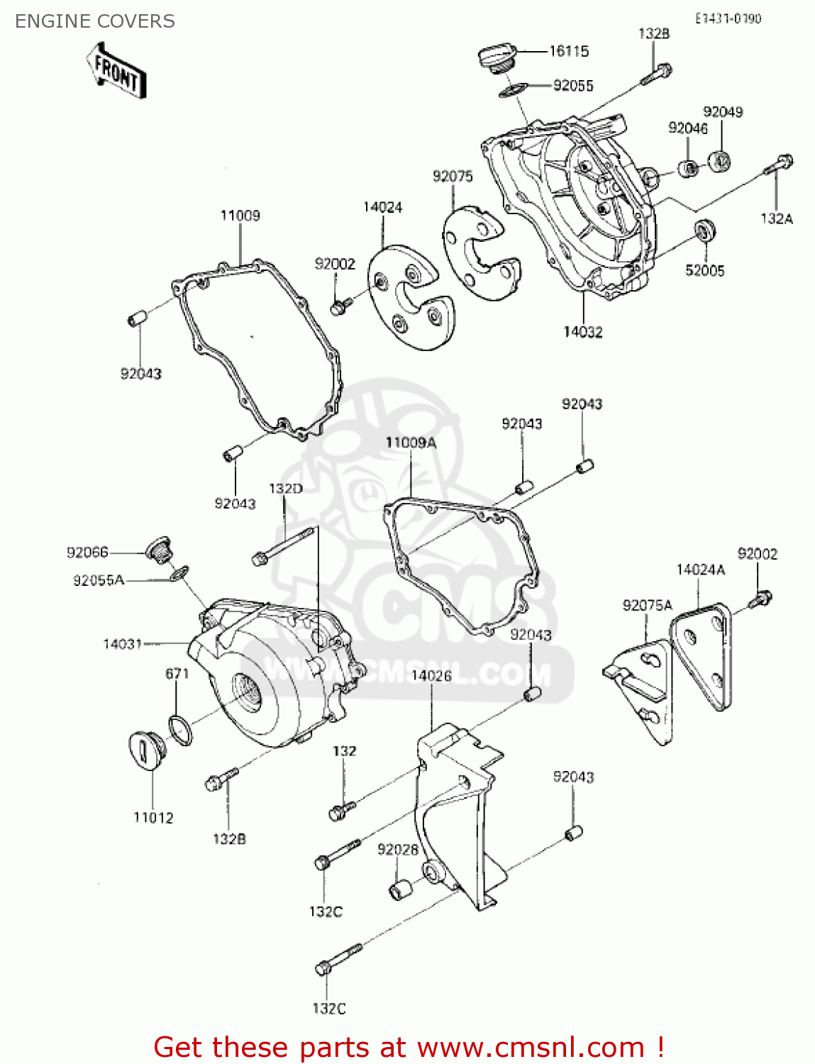 ENGINE COVERS EX250E2 NINJA 250R 1987 USA CALIFORNIA CANADA
