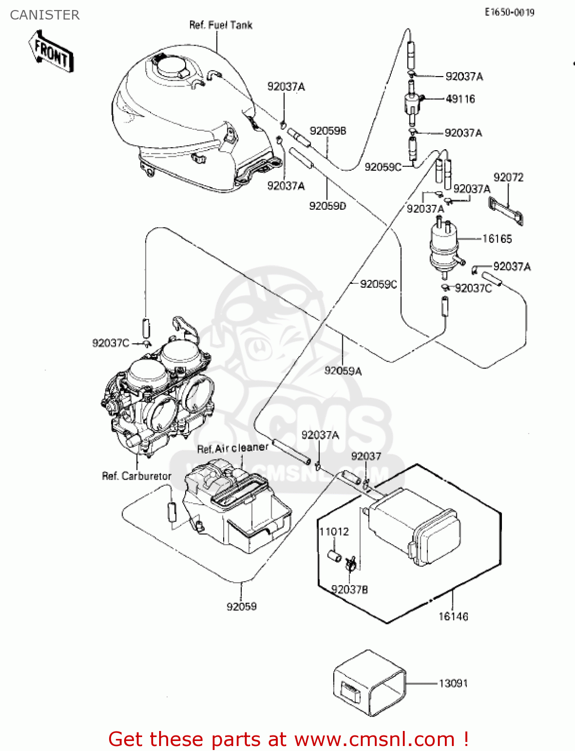 CANISTER EX250E2 NINJA 250R 1987 USA CALIFORNIA CANADA