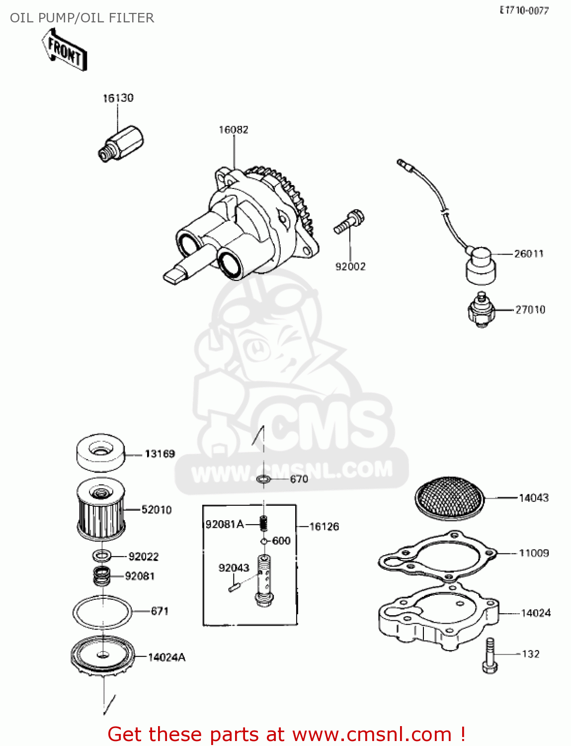 OIL PUMP/OIL FILTER EX250E2 NINJA 250R 1987 USA CALIFORNIA CANADA