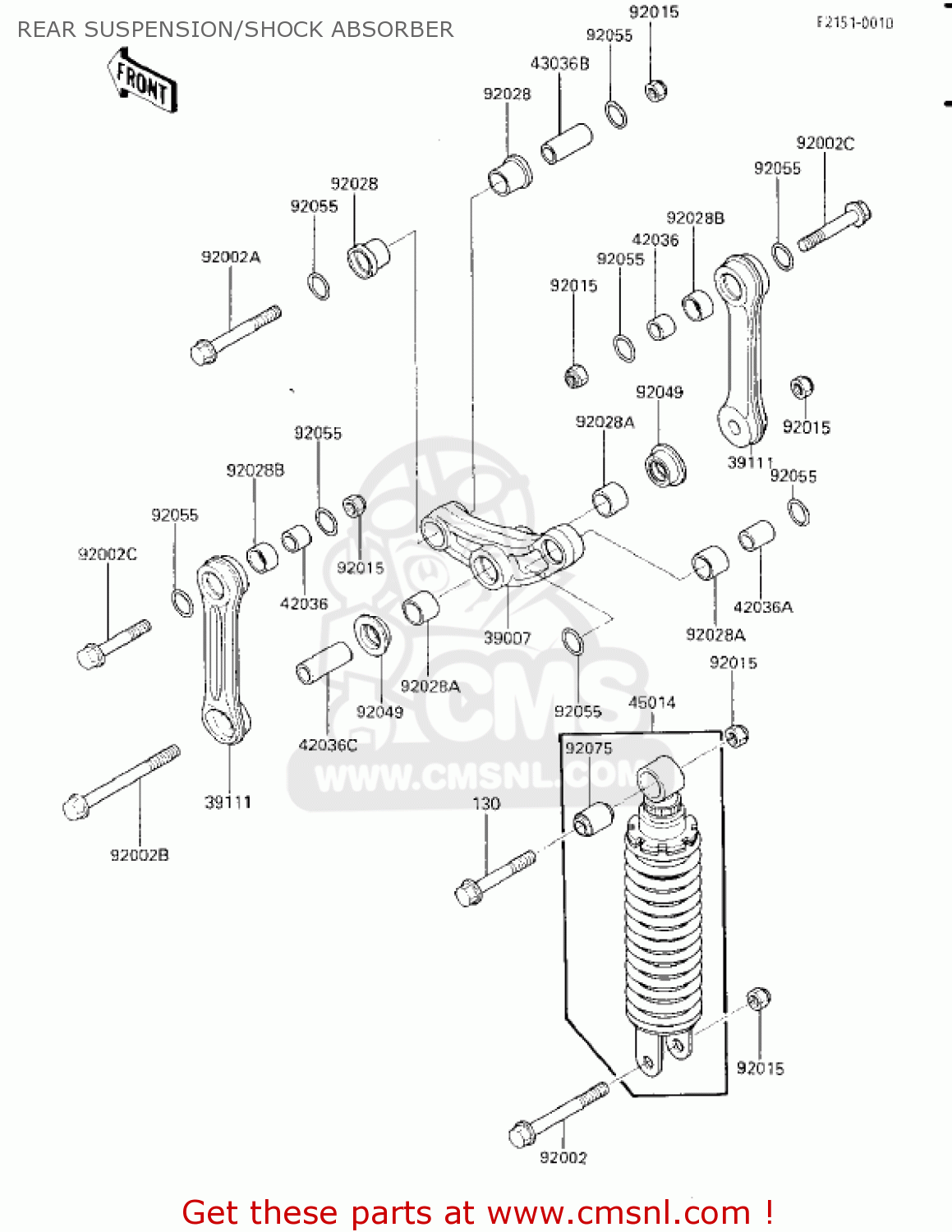REAR SUSPENSION/SHOCK ABSORBER EX250E2 NINJA 250R 1987 USA CALIFORNIA CANADA