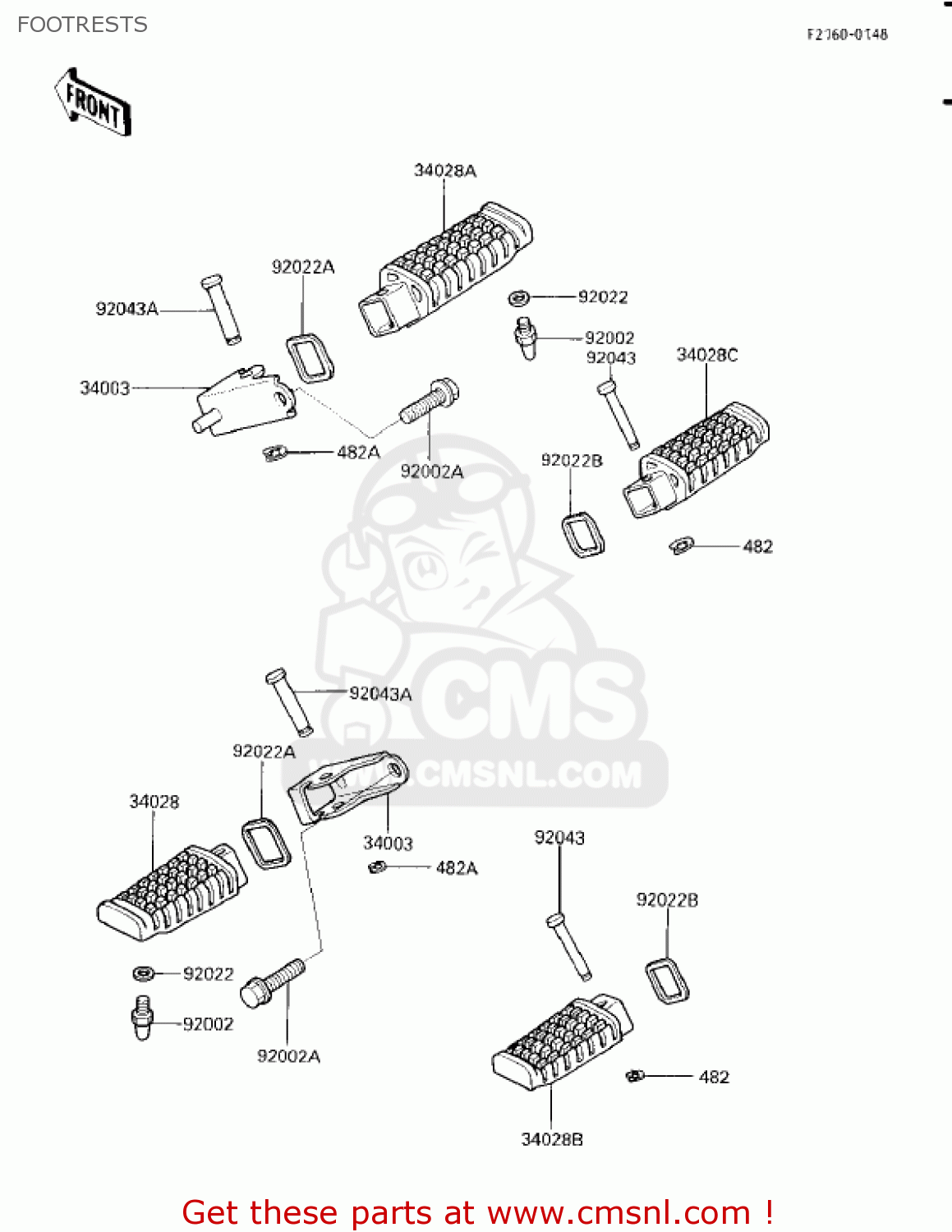 FOOTRESTS EX250E2 NINJA 250R 1987 USA CALIFORNIA CANADA