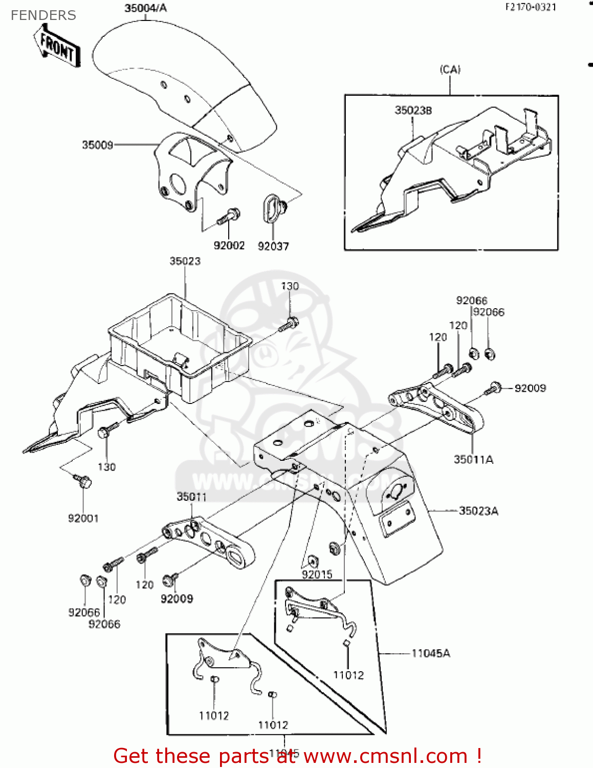 FENDERS EX250E2 NINJA 250R 1987 USA CALIFORNIA CANADA