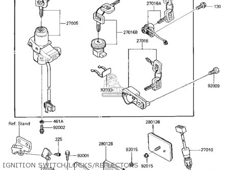IGNITION SWITCH/LOCKS/REFLECTORS - EX250E2 NINJA 250R 1987 USA CALIFORNIA CANADA