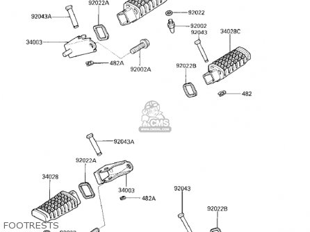 FOOTRESTS - EX250E2 NINJA 250R 1987 USA CALIFORNIA CANADA