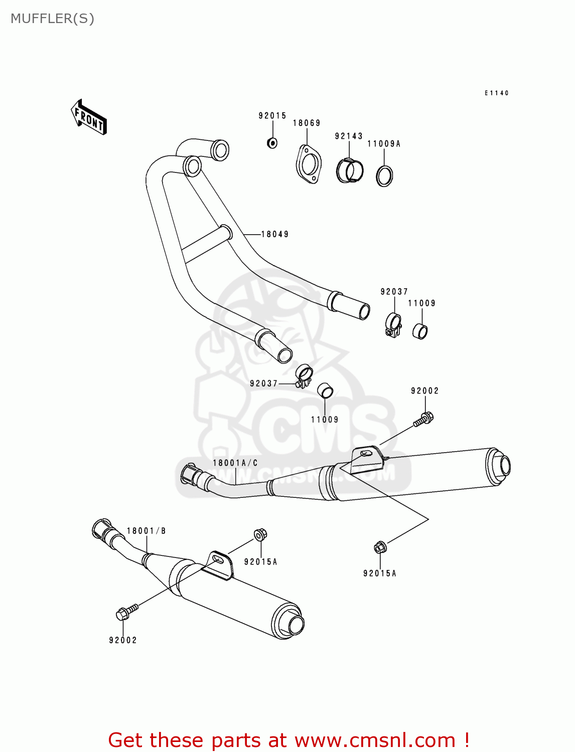MUFFLER(S) EX250F10 NINJA 250R 1996 USA CALIFORNIA CANADA