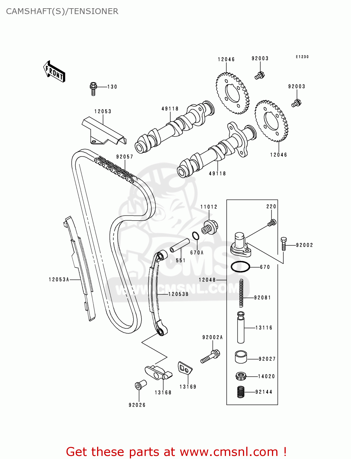 CAMSHAFT(S)/TENSIONER EX250F10 NINJA 250R 1996 USA CALIFORNIA CANADA