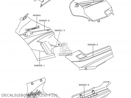 DECALS(EBONY)(EX250-F10) - EX250F10 NINJA 250R 1996 USA CALIFORNIA CANADA