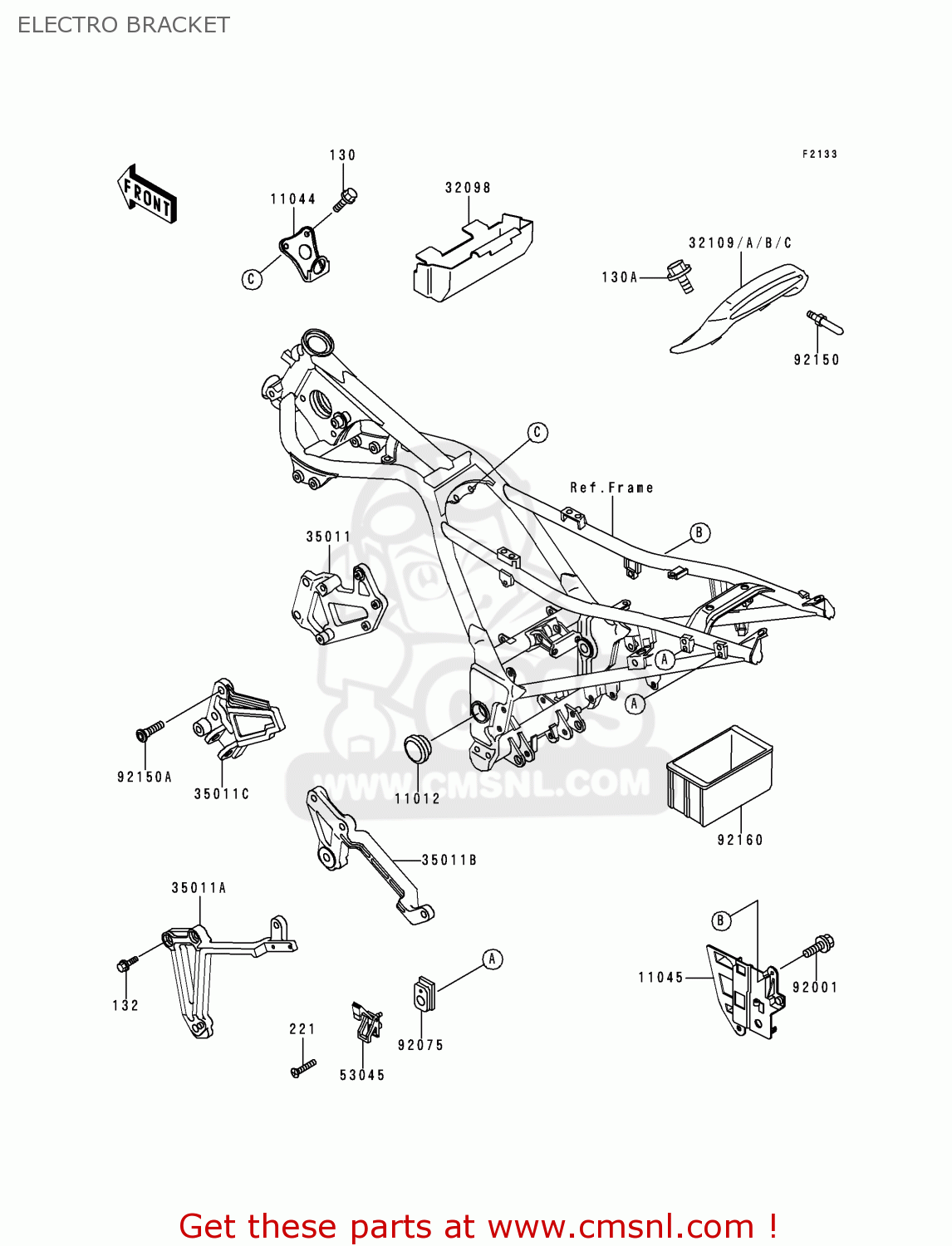 ELECTRO BRACKET EX250F11 NINJA 250R 1997 USA CALIFORNIA CANADA