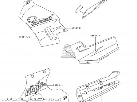 DECALS(RED)(EX250-F11/12) - EX250F11 NINJA 250R 1997 USA CALIFORNIA CANADA