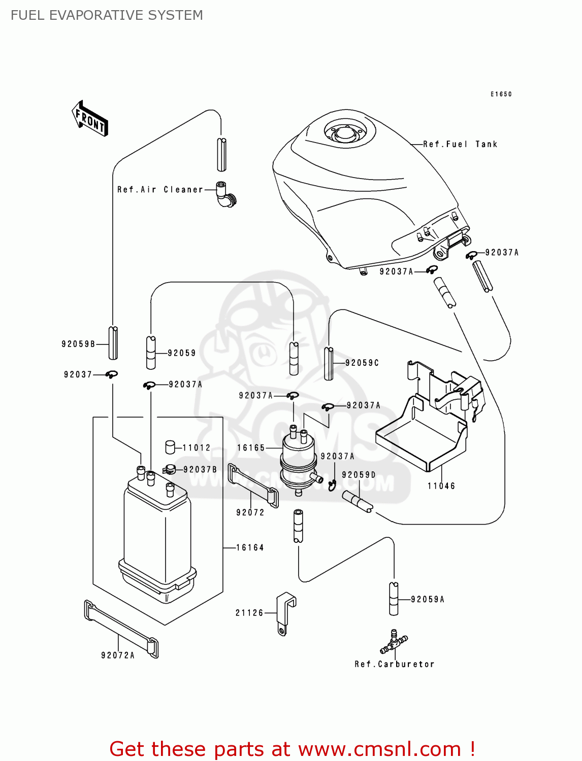 FUEL EVAPORATIVE SYSTEM EX250F12 NINJA 250R 1998 USA CALIFORNIA CANADA