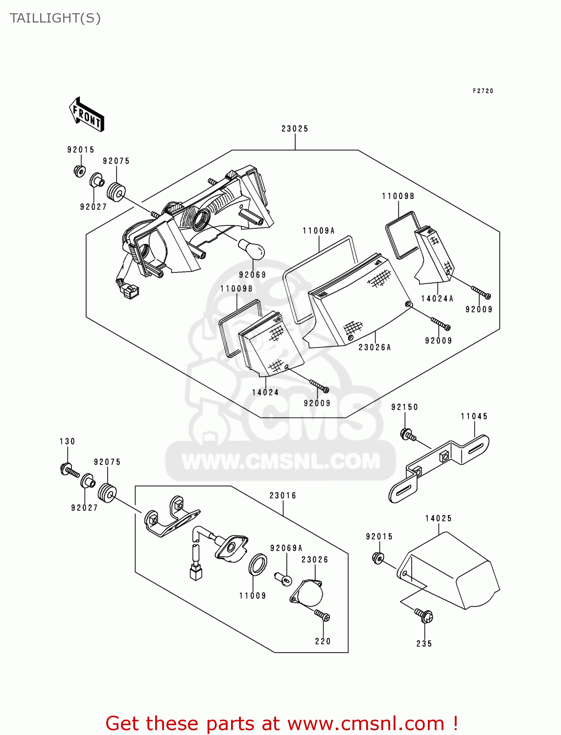 TAILLIGHT(S) EX250F12 NINJA 250R 1998 USA CALIFORNIA CANADA