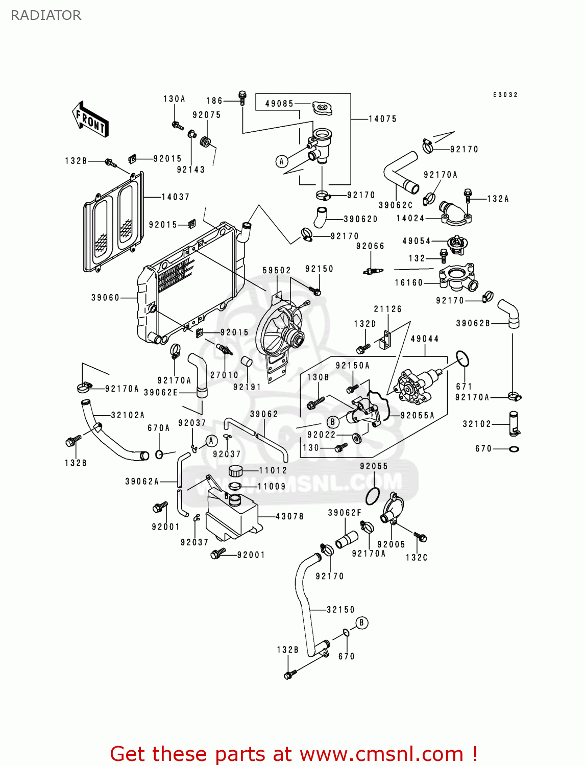 RADIATOR EX250F13 NINJA 250R 1999 USA CALIFORNIA CANADA