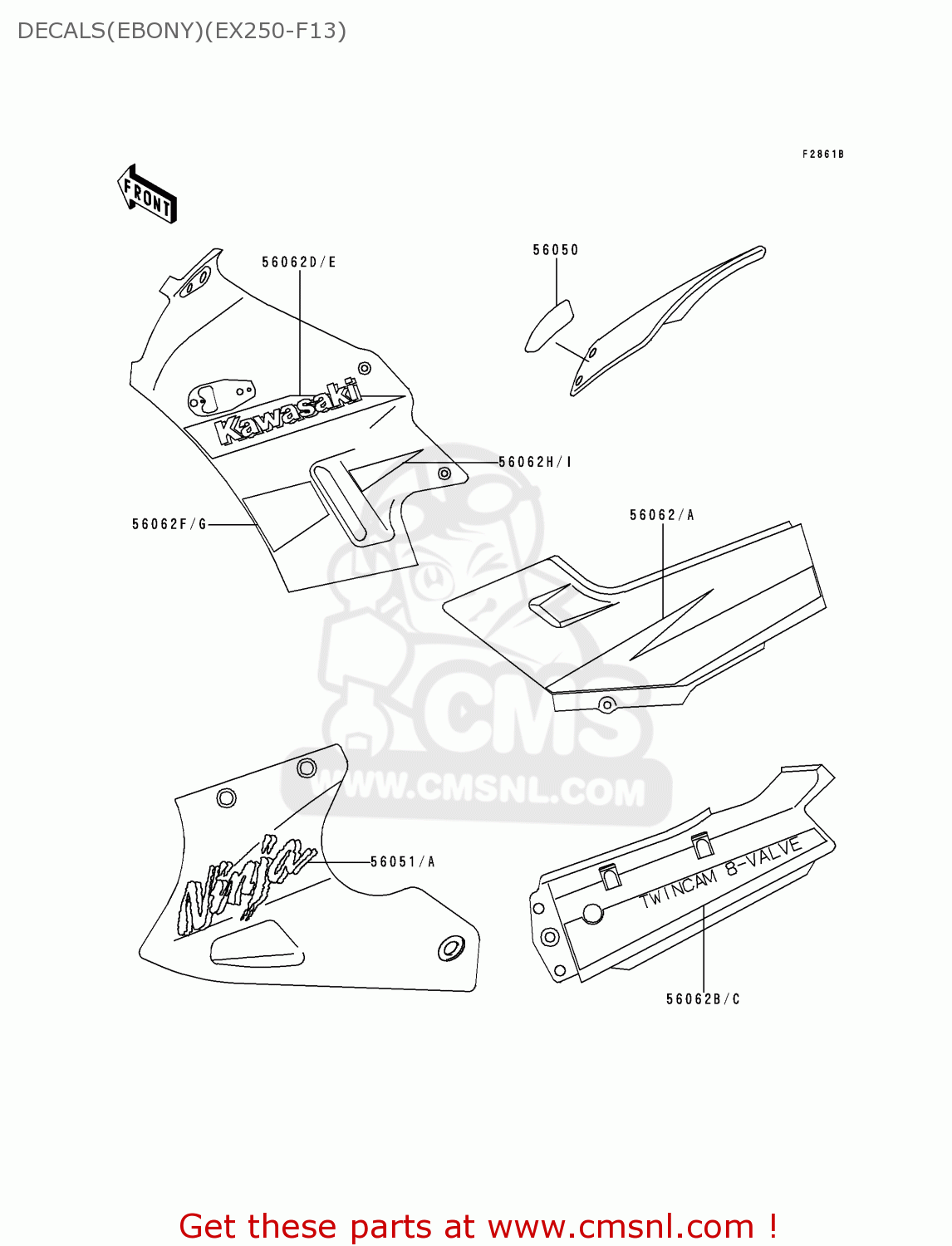 DECALS(EBONY)(EX250-F13) EX250F13 NINJA 250R 1999 USA CALIFORNIA CANADA