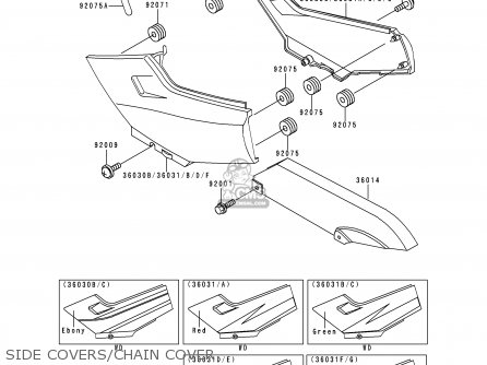 SIDE COVERS/CHAIN COVER - EX250F13 NINJA 250R 1999 USA CALIFORNIA CANADA