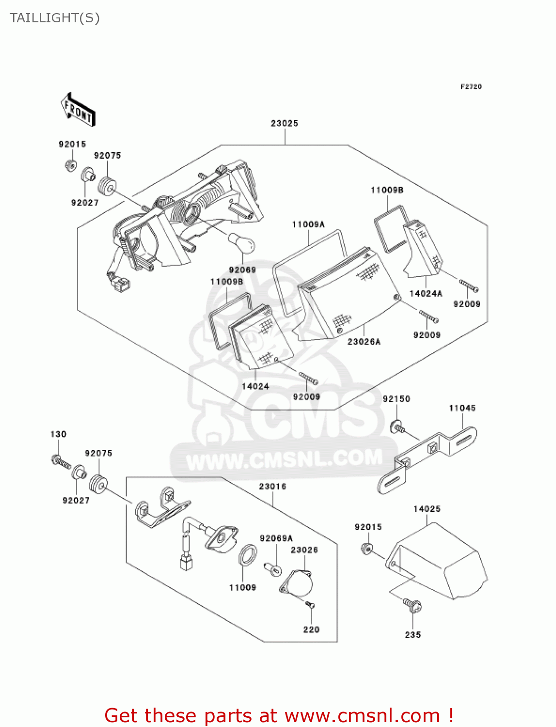 TAILLIGHT(S) EX250F15 NINJA 250R 2001 USA CALIFORNIA
