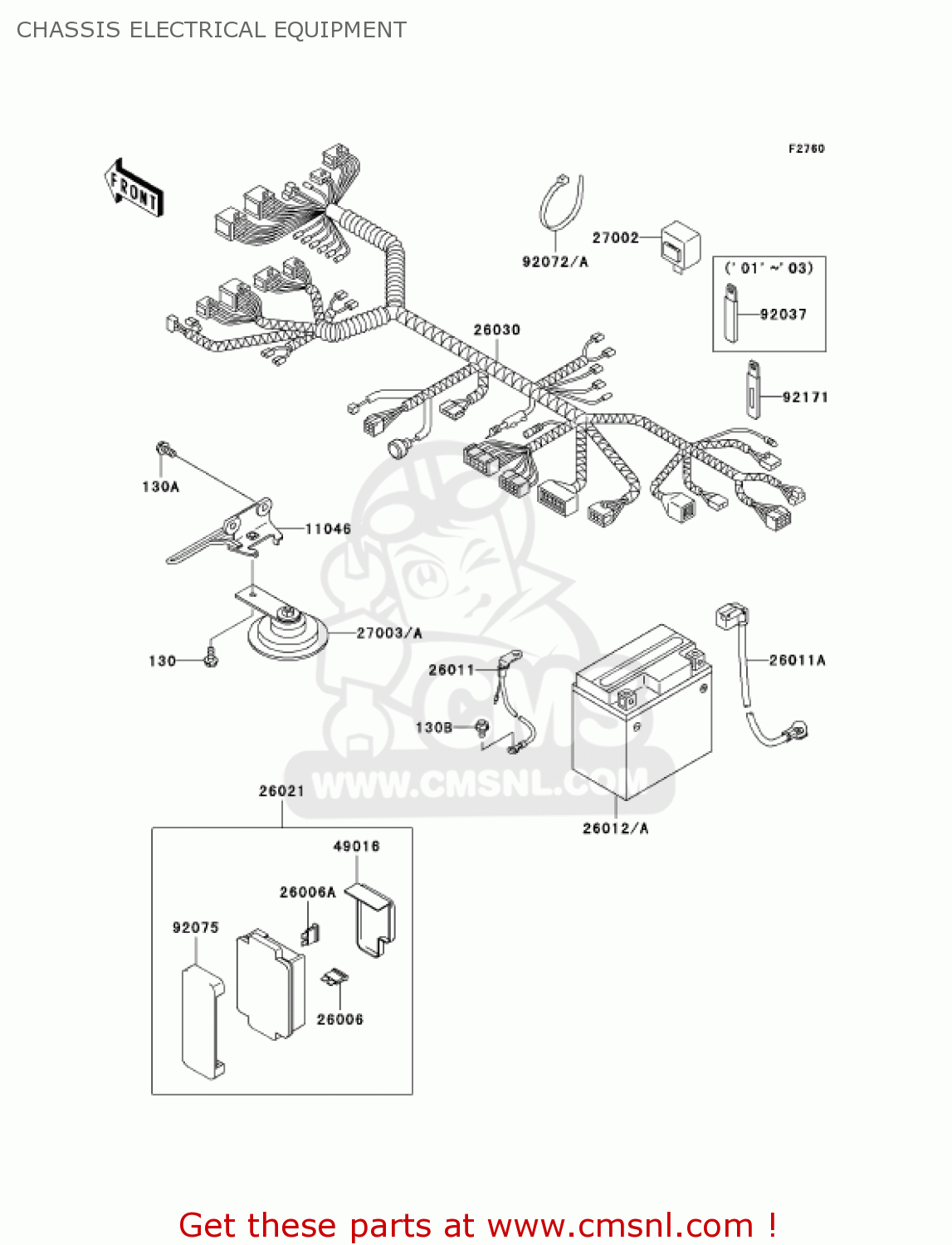 CHASSIS ELECTRICAL EQUIPMENT EX250F15 NINJA 250R 2001 USA CALIFORNIA