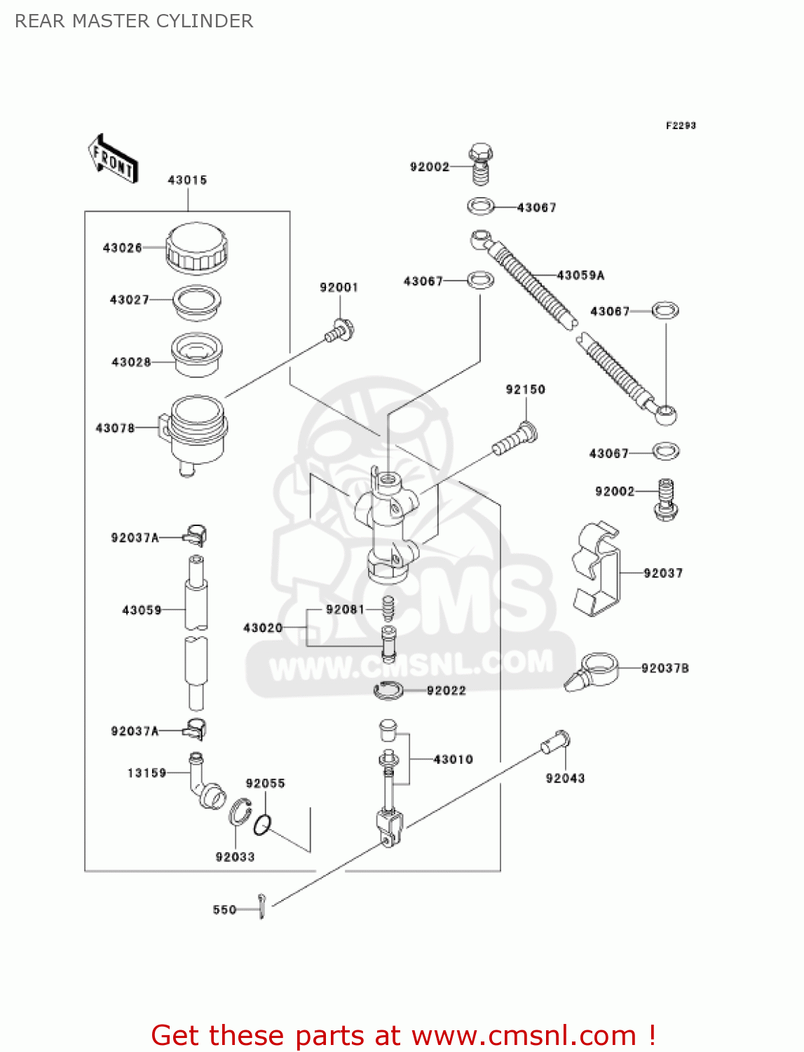 REAR MASTER CYLINDER EX250F15 NINJA 250R 2001 USA CALIFORNIA