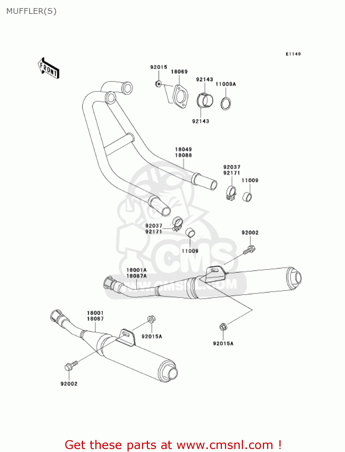 MUFFLER(S) EX250F15 NINJA 250R 2001 USA CALIFORNIA