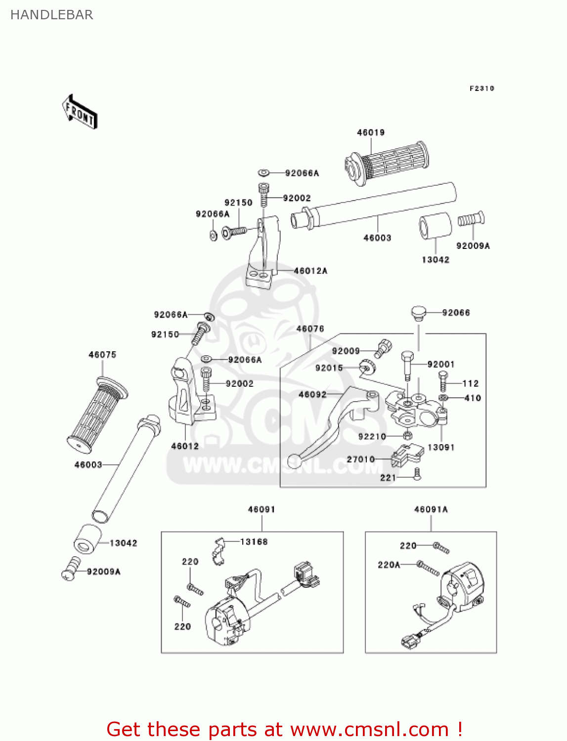 HANDLEBAR EX250F15 NINJA 250R 2001 USA CALIFORNIA