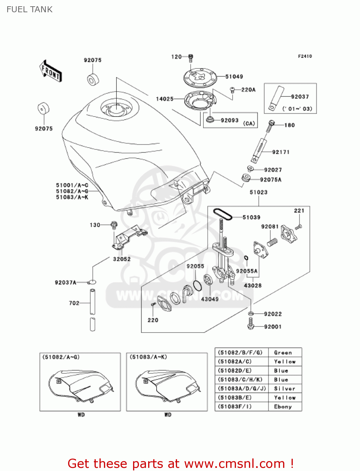 FUEL TANK EX250F15 NINJA 250R 2001 USA CALIFORNIA