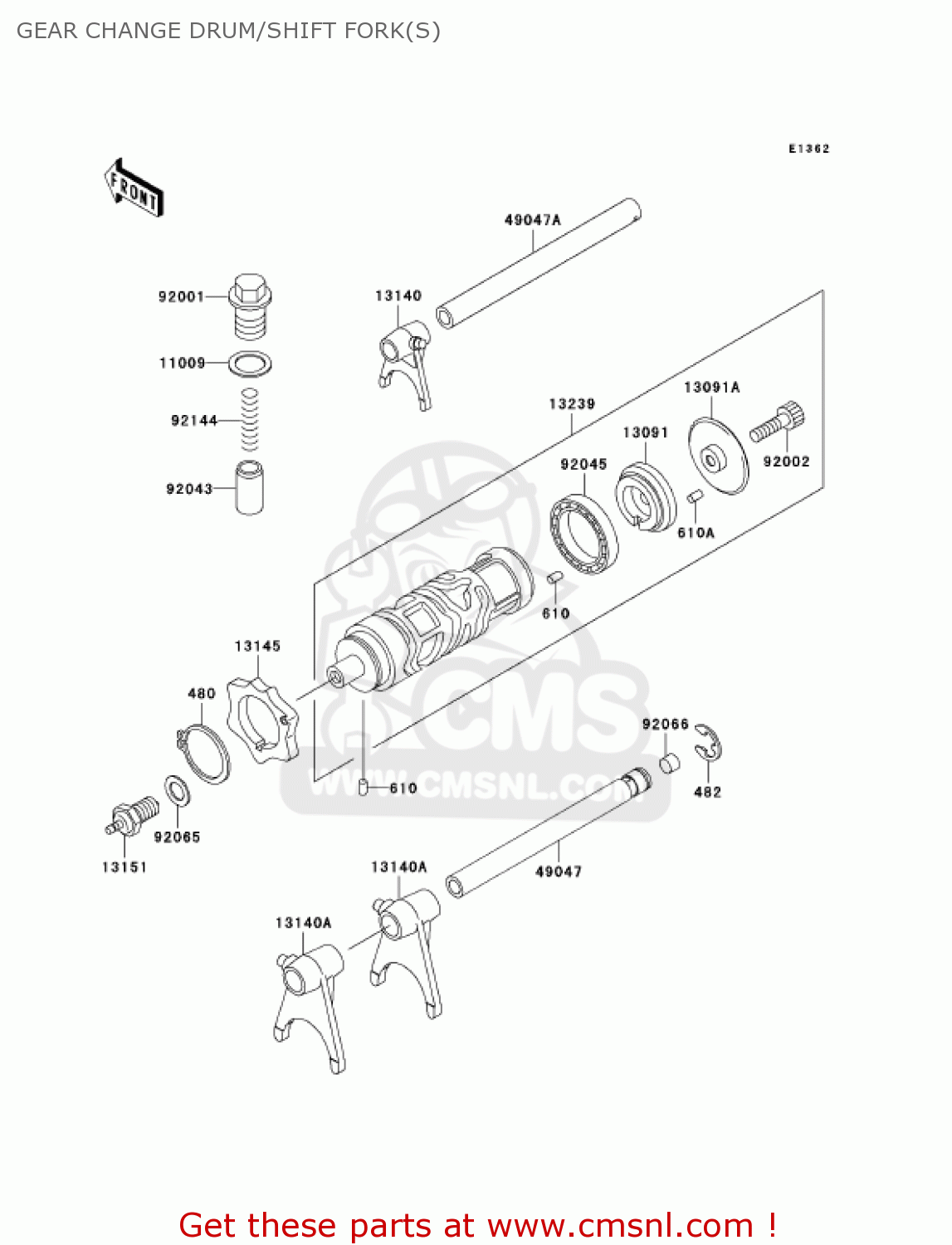 GEAR CHANGE DRUM/SHIFT FORK(S) EX250F15 NINJA 250R 2001 USA CALIFORNIA