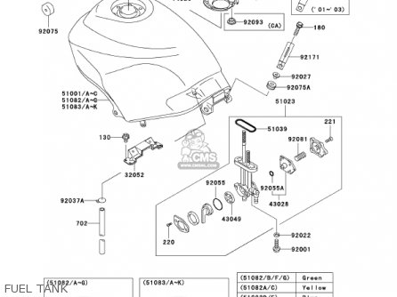 FUEL TANK - EX250F15 NINJA 250R 2001 USA CALIFORNIA