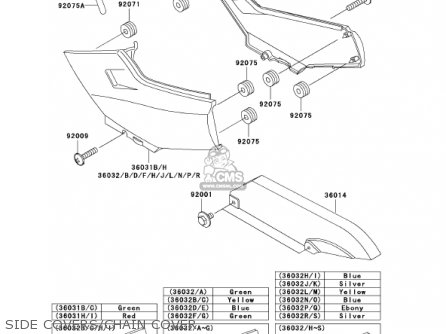 SIDE COVERS/CHAIN COVER - EX250F15 NINJA 250R 2001 USA CALIFORNIA
