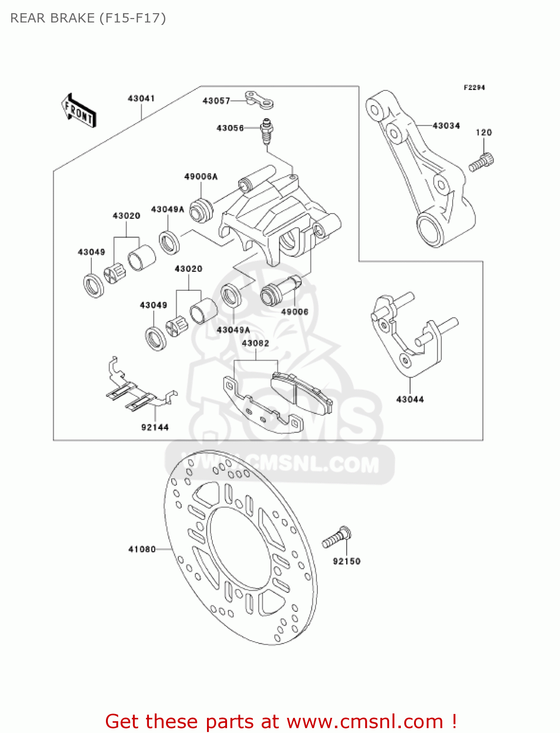 REAR BRAKE (F15-F17) EX250F16 NINJA 250R 2002 USA CALIFORNIA