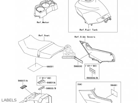 LABELS - EX250F16 NINJA 250R 2002 USA CALIFORNIA