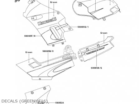 DECALS (GREEN)(F16) - EX250F16 NINJA 250R 2002 USA CALIFORNIA