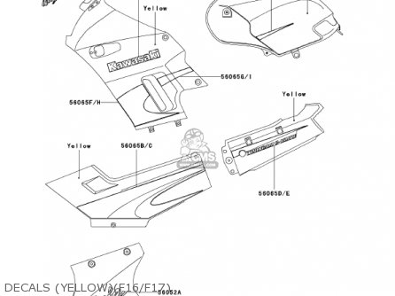 DECALS (YELLOW)(F16/F17) - EX250F16 NINJA 250R 2002 USA CALIFORNIA