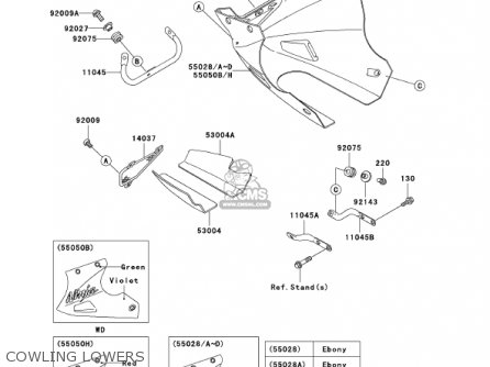 COWLING LOWERS - EX250F16 NINJA 250R 2002 USA CALIFORNIA