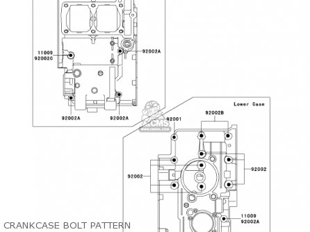CRANKCASE BOLT PATTERN - EX250F16 NINJA 250R 2002 USA CALIFORNIA
