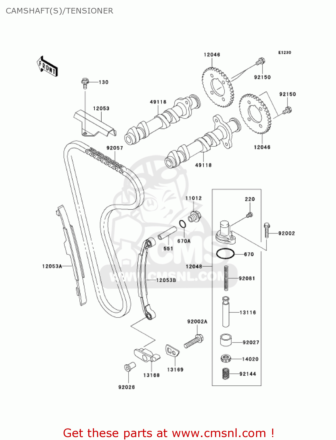 CAMSHAFT(S)/TENSIONER EX250F17 NINJA 250R 2003 USA CALIFORNIA