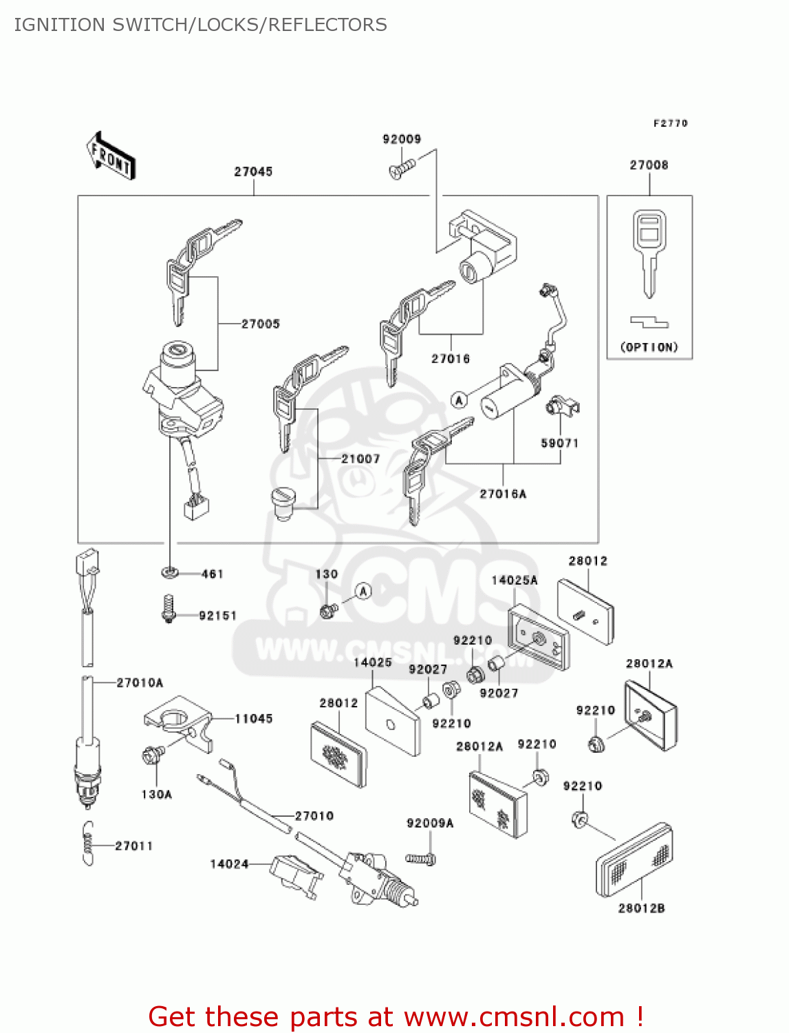 IGNITION SWITCH/LOCKS/REFLECTORS EX250F17 NINJA 250R 2003 USA CALIFORNIA