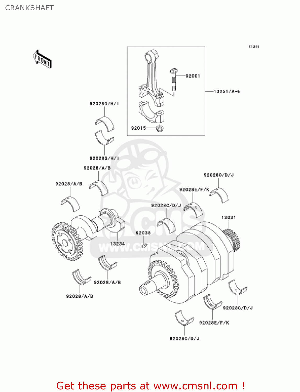 CRANKSHAFT EX250F17 NINJA 250R 2003 USA CALIFORNIA
