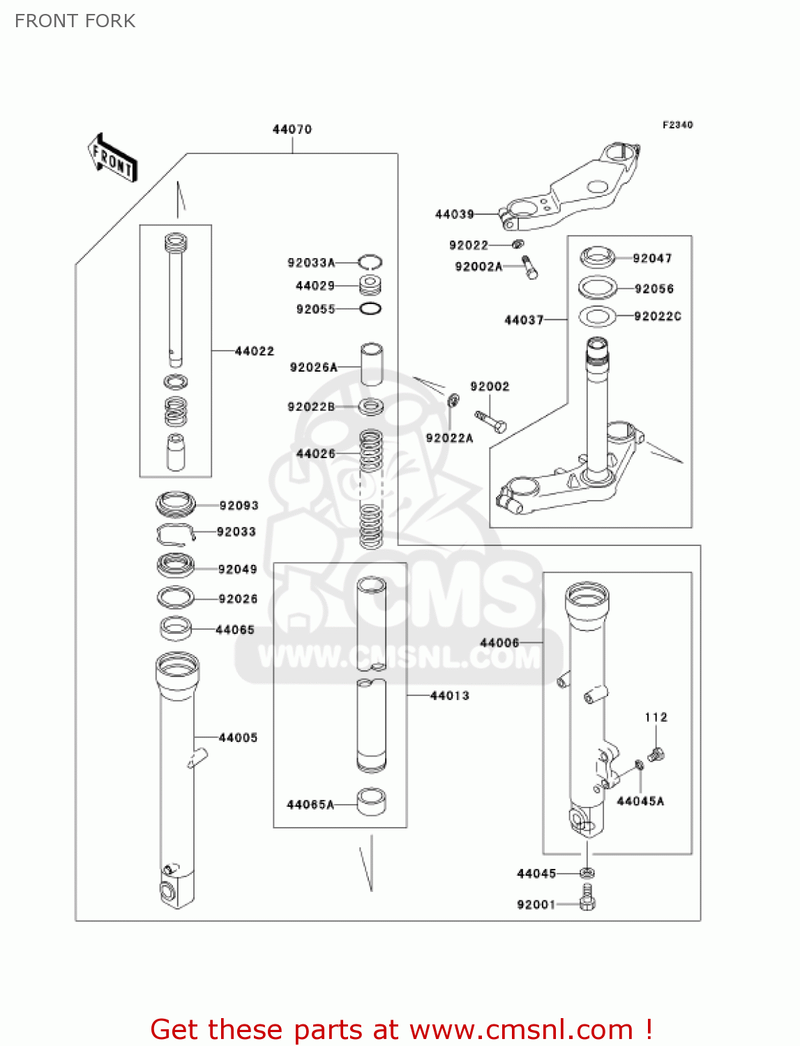 FRONT FORK EX250F17 NINJA 250R 2003 USA CALIFORNIA