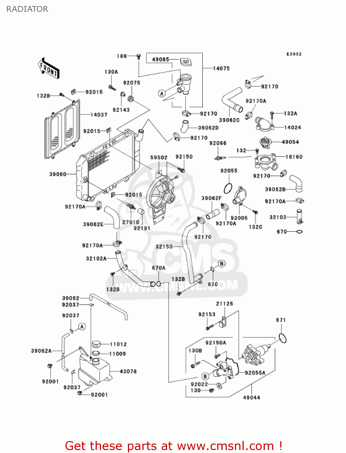 RADIATOR EX250F17 NINJA 250R 2003 USA CALIFORNIA