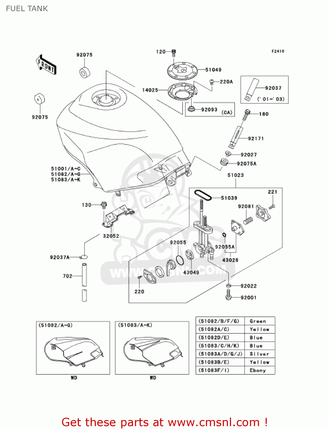 FUEL TANK EX250F17 NINJA 250R 2003 USA CALIFORNIA