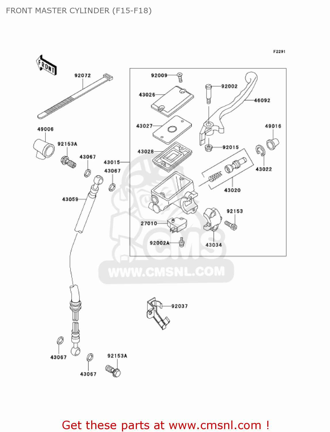FRONT MASTER CYLINDER (F15-F18) EX250F17 NINJA 250R 2003 USA CALIFORNIA