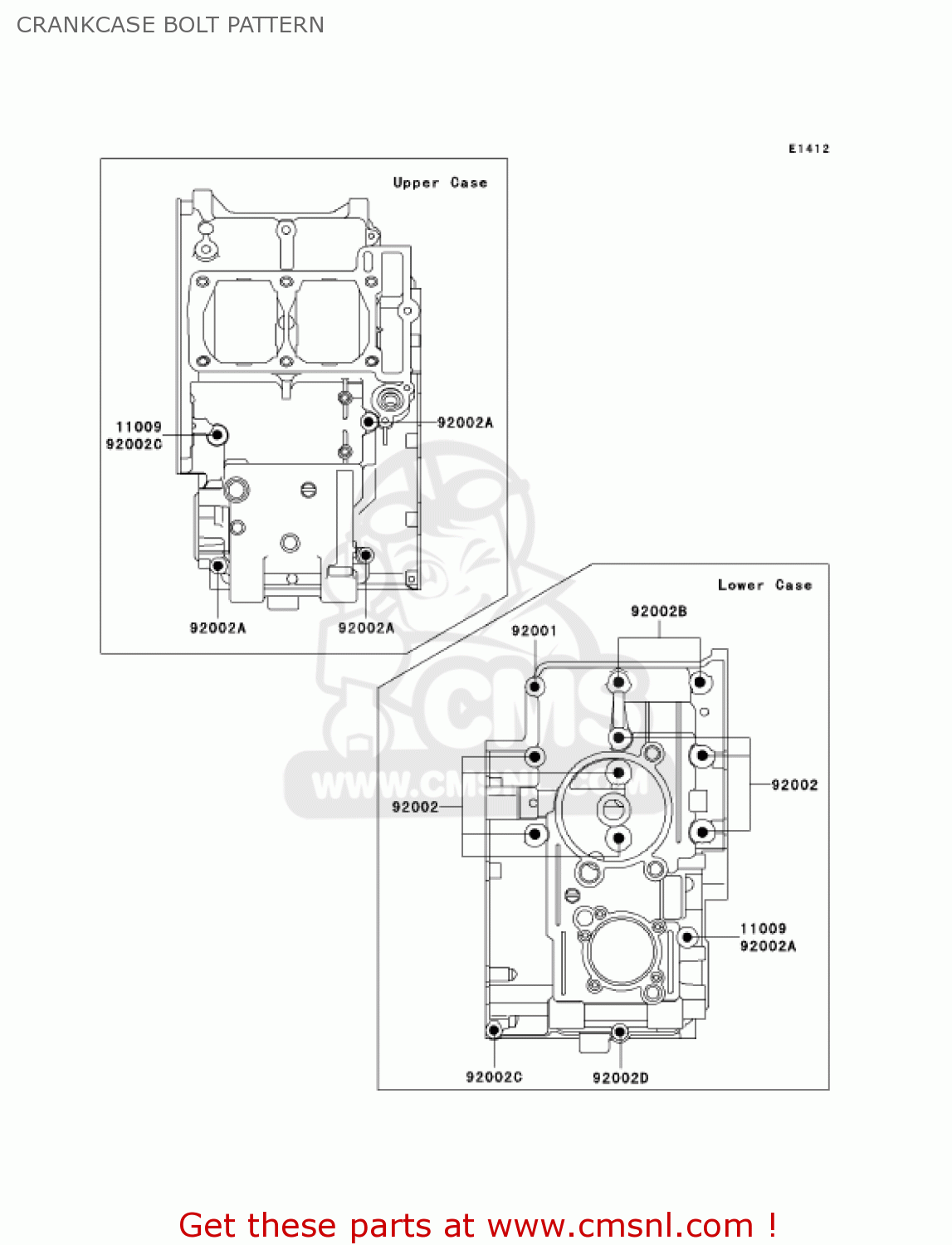 CRANKCASE BOLT PATTERN EX250F17 NINJA 250R 2003 USA CALIFORNIA