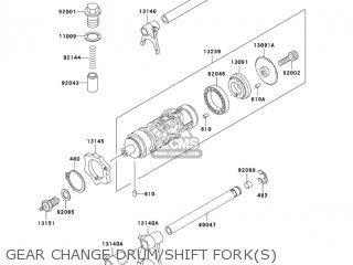 GEAR CHANGE DRUM/SHIFT FORK(S) - EX250F17 NINJA 250R 2003 USA CALIFORNIA