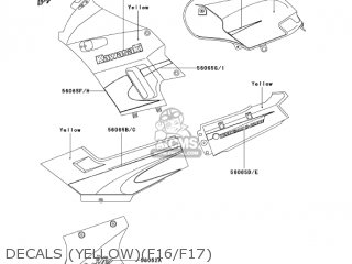 DECALS (YELLOW)(F16/F17) - EX250F17 NINJA 250R 2003 USA CALIFORNIA