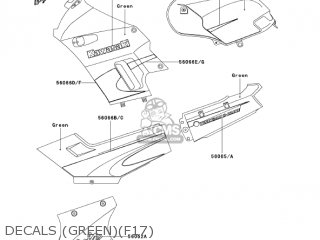 DECALS (GREEN)(F17) - EX250F17 NINJA 250R 2003 USA CALIFORNIA