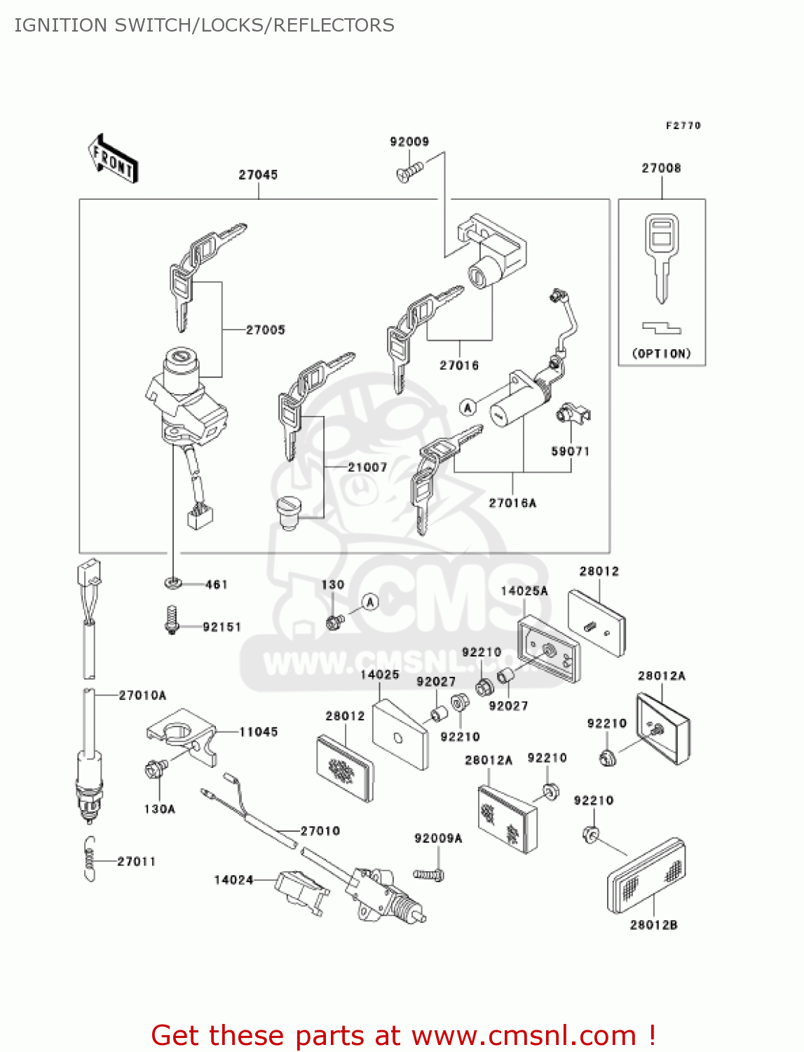 IGNITION SWITCH/LOCKS/REFLECTORS EX250F18 NINJA 250R 2004 USA CALIFORNIA