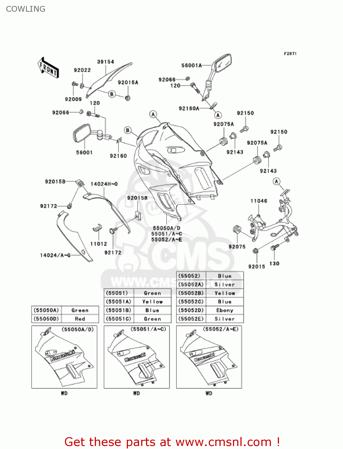 COWLING EX250F18 NINJA 250R 2004 USA CALIFORNIA