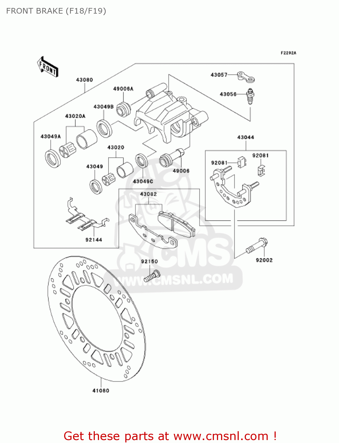 FRONT BRAKE (F18/F19) EX250F18 NINJA 250R 2004 USA CALIFORNIA