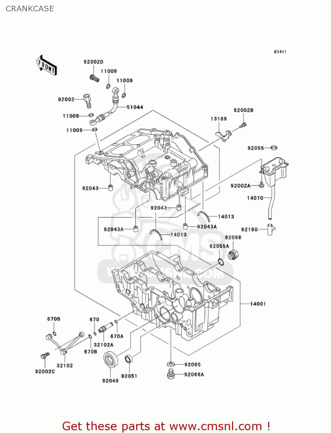 CRANKCASE EX250F18 NINJA 250R 2004 USA CALIFORNIA